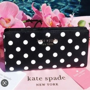 Kate Spade black and white polka dot wallet